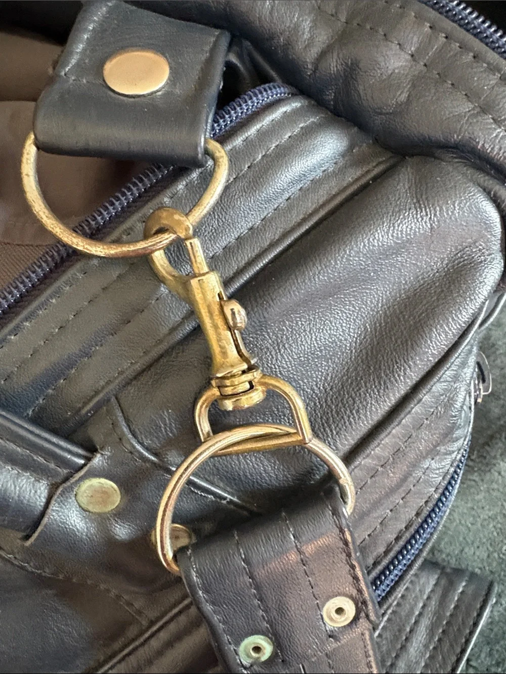 Classic Black Leather Duffel with Adjustable Shoulder Strap
